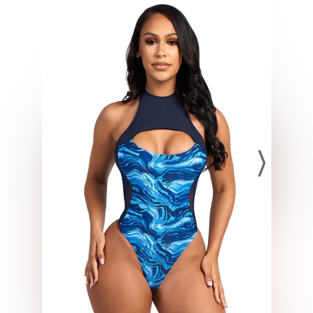 Blue Patterned Women's Swimsuit
